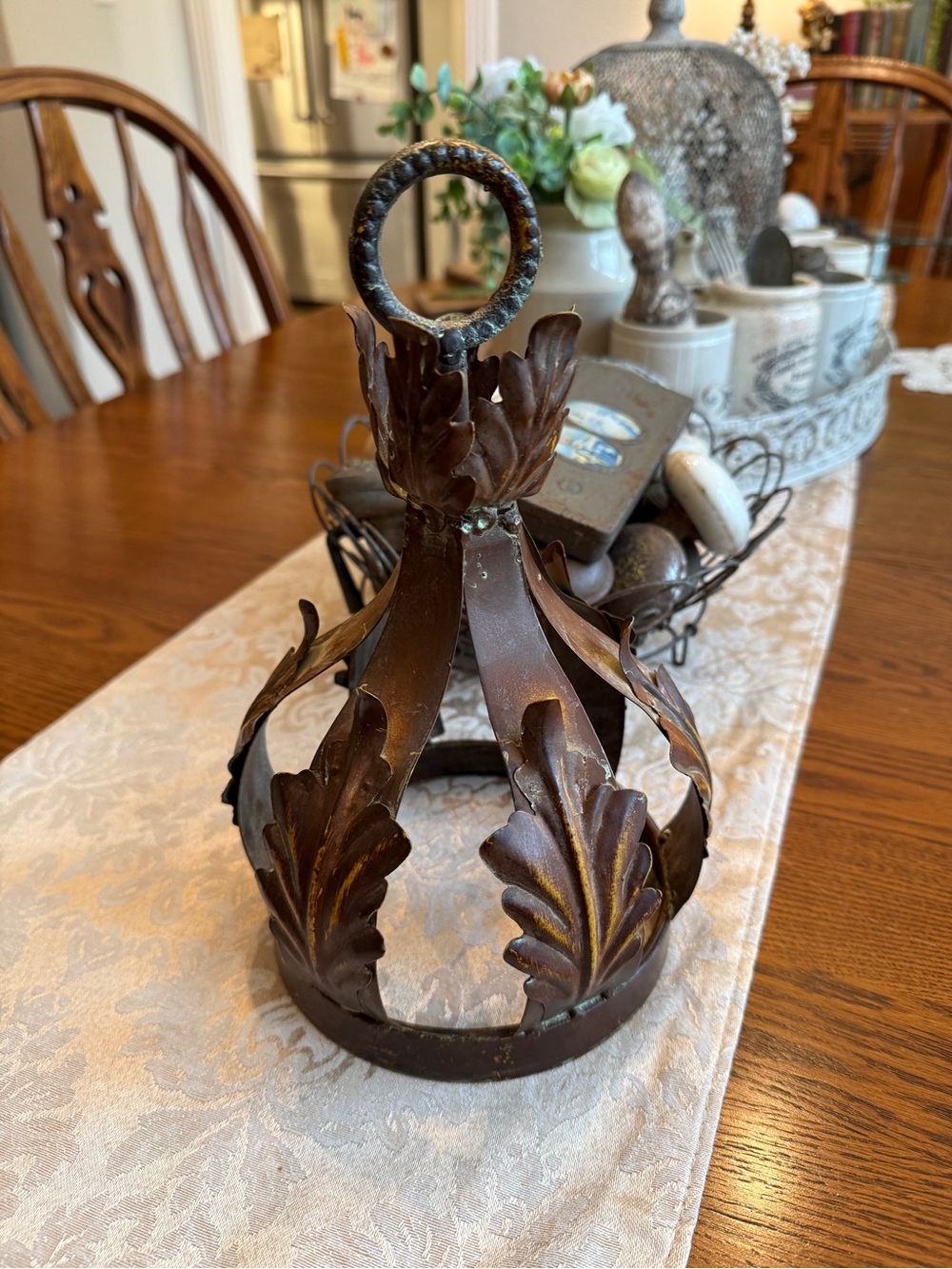 Ornate Copper Metal Decorative Crown Accent - Picture 11 of 16